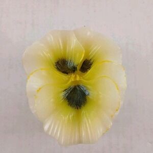Vintage Pointe A La Ligne Pansy Flower Candle‎ Paris France White Yellow
